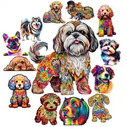 Serie di cani Puzzle in legno Arte Puzzle unico a forma di animale Gioco per il tempo libero fai da te per adulti Bambini Decorazioni per la casa in famiglia