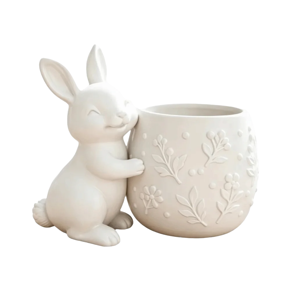 3d Printed Rabbit Flower Pot Embossed Floral Design Desk Ornaments Succulents Planter Home Decor Storage Box Home Decor