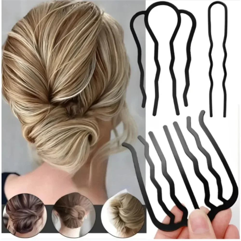 Black Metal Hair Fork Clip para Mulheres, Hair Pin Combs, Messy Bun, Side Combs, Updo Hair Sticks, Styling Tools