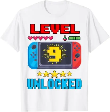 Level 9 Unlocked Video Gamer Vintage T-Shirt Jungenmode 9 Jahre alt Kleidung Y2k 9. Geburtstagsgeschenk für Söhne Neffe Gaming-T-Shirt – Detail 16