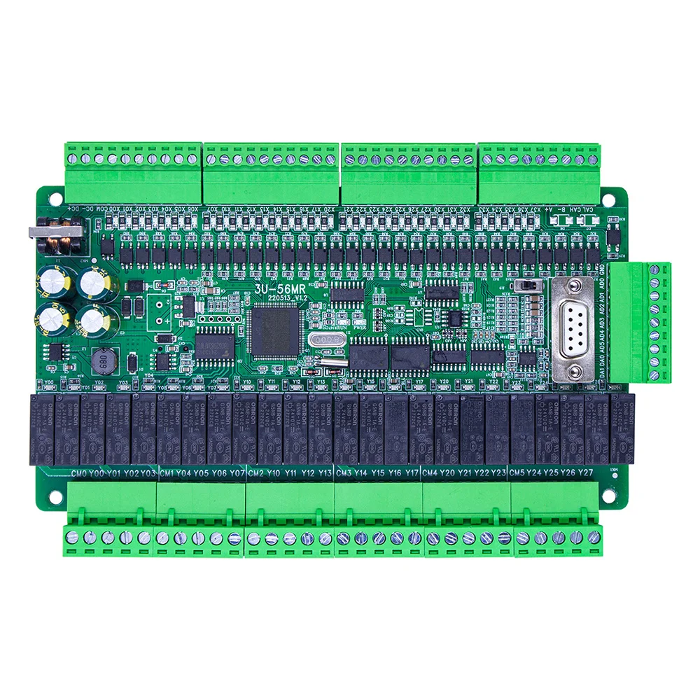 FX3U-56MR 32 in 24 out PLC Industrial Control Board with Shell and RTC RTU relay PLC MODBUS 2 or 6CH 60K high speed input