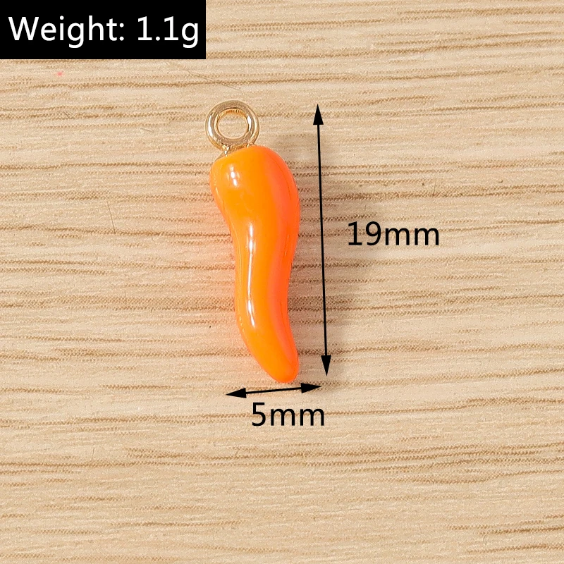 10pcs 5x19mm Cute Colorful Resin Chili Pepper Charms Pendants for Jewelry Making Earrings Necklaces Bracelet DIY Crafts Supplies