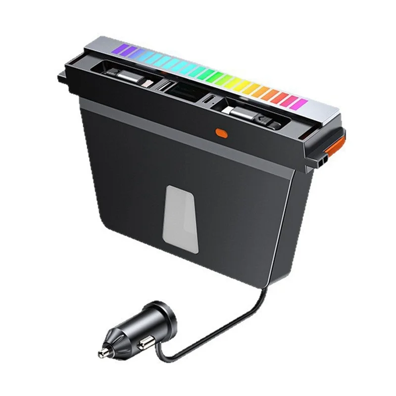 

NEW-USB Hub For Tesla Model Y Juniper Model 3 Highland 2025, RGB Light Docking Station Multi Ports Retractable Cable Charger