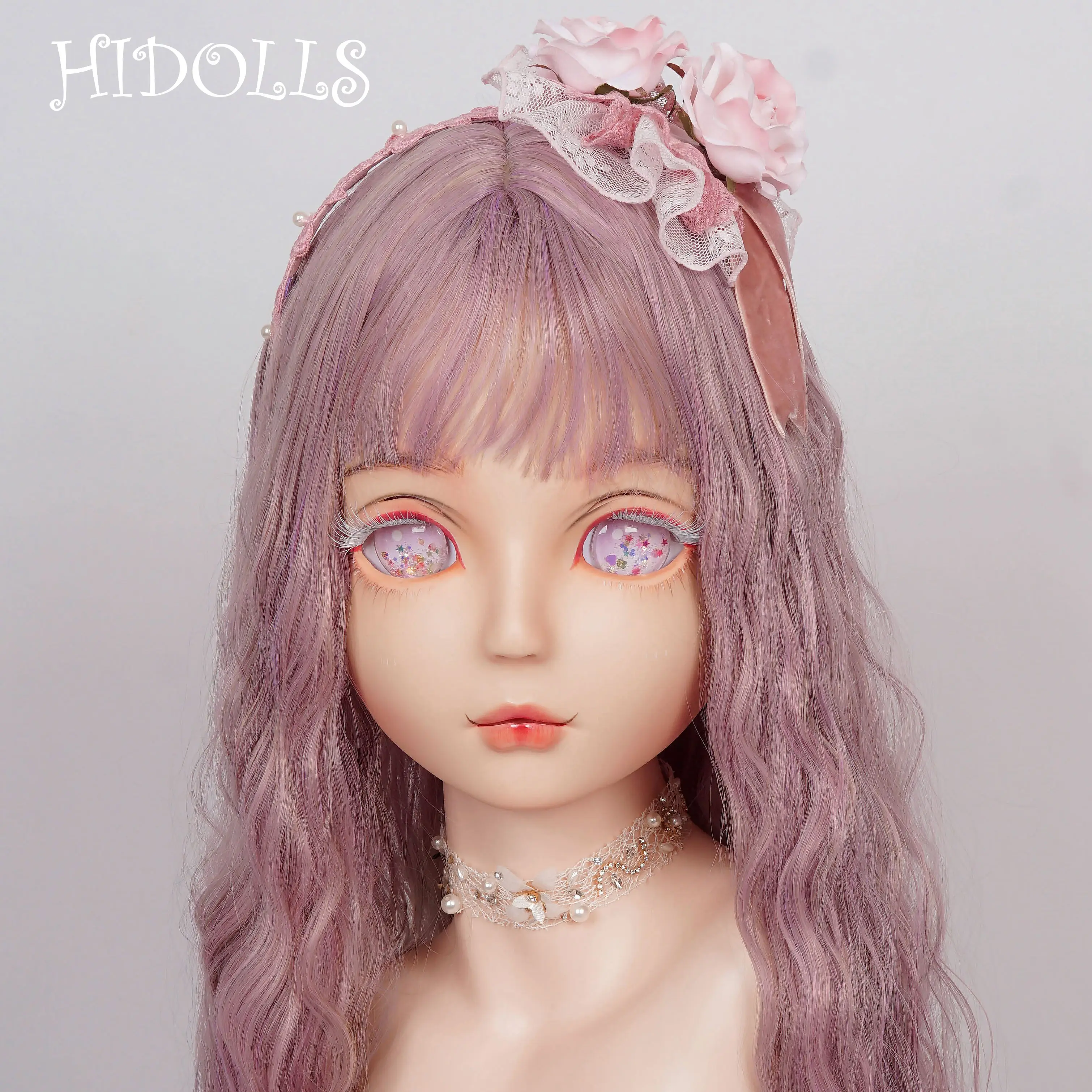 (HD01 Ying) HIDOLLS Ręcznie Robiona Żywiczna Półmaska Damska do Cosplayu, Japońska Maska do Odgrywania Ról, Maska BJD Kigurumi, Maska dla Crossdressera