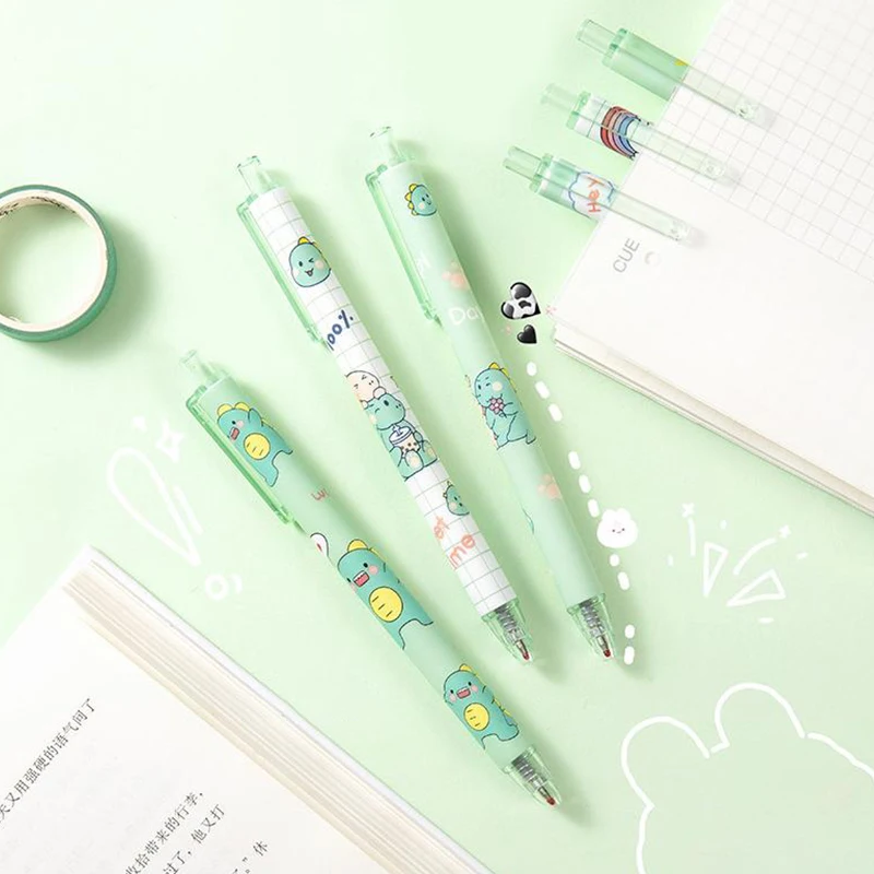 6Pcs Student Cartoon Pressing Neutral Pen Cute Fashion Kawaii Printing Signature Pen Student Writing Pens Learning Supplies