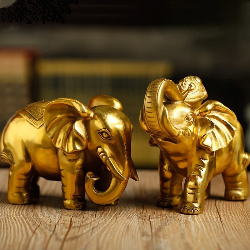 Bronze Elephant Ornaments Brass Elephant A Pair Of Bronze Elephant Crafts Elephant Living Room Office Ruyi Elephant