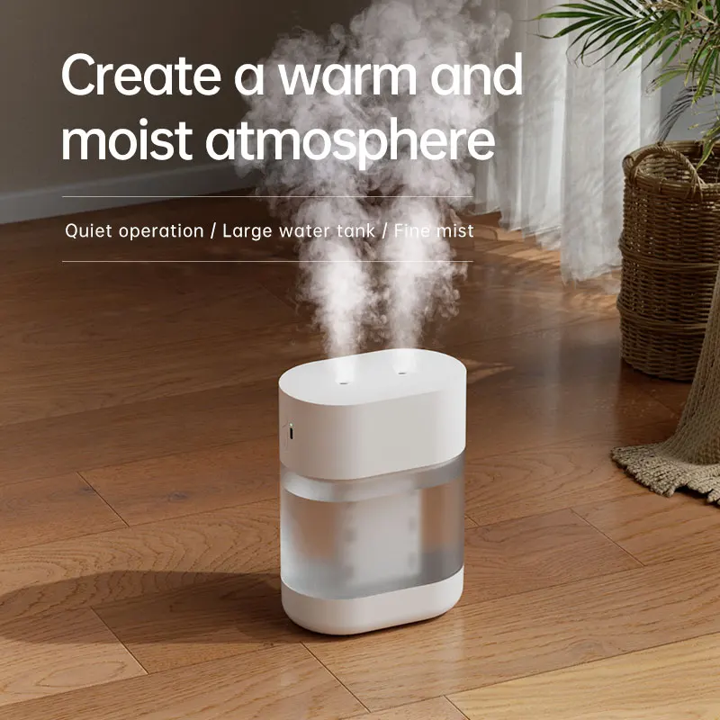 Desktop Humidifier With Dual Spray Nozzles Mist Humidification Water Purification Moisturizing Humidifier 1L Water Tank