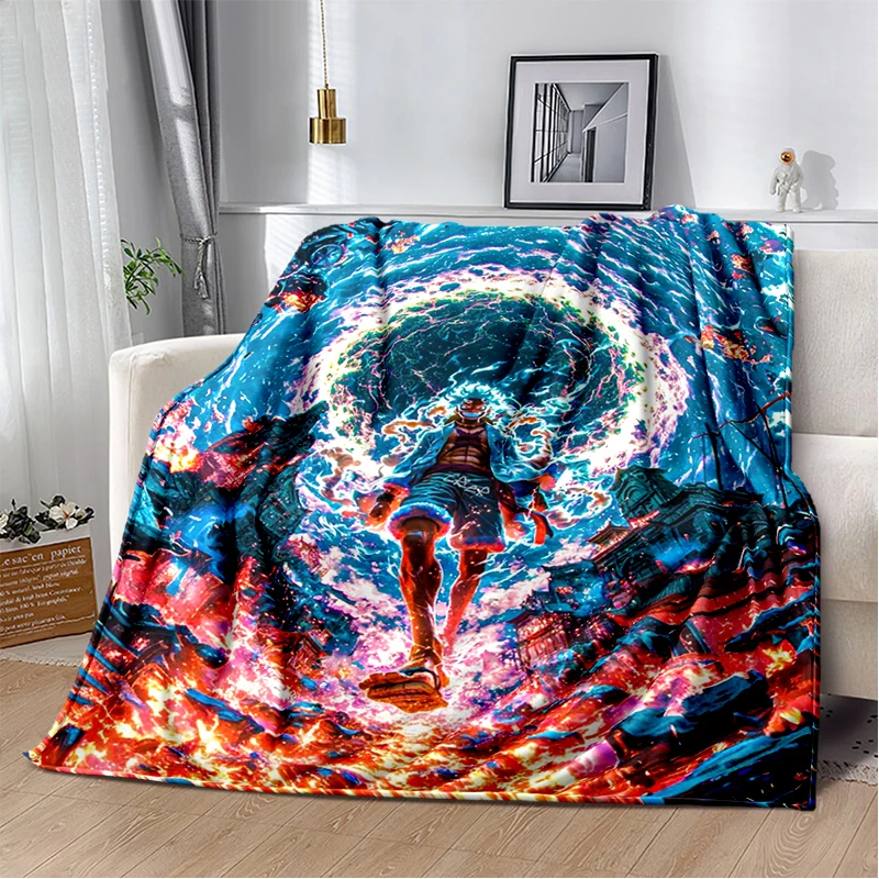 3D One P-Piece Cartoon Anime Flannel Blanket Soft Warm Throw Blanket for Bedroom Living Room Bed Camping Picnic Office Kids Gift
