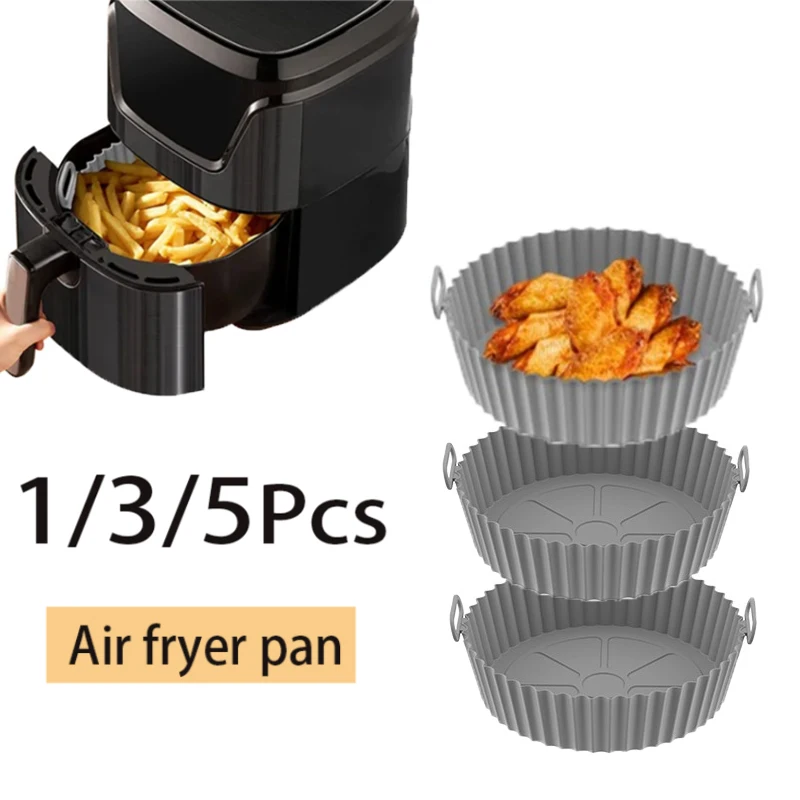20cm Silikon Luft fritte usen Ofen Backblech Pizza Brathähnchen Air fryer Silikon korb wieder verwendbare Air fryer Pan Liner Zubehör