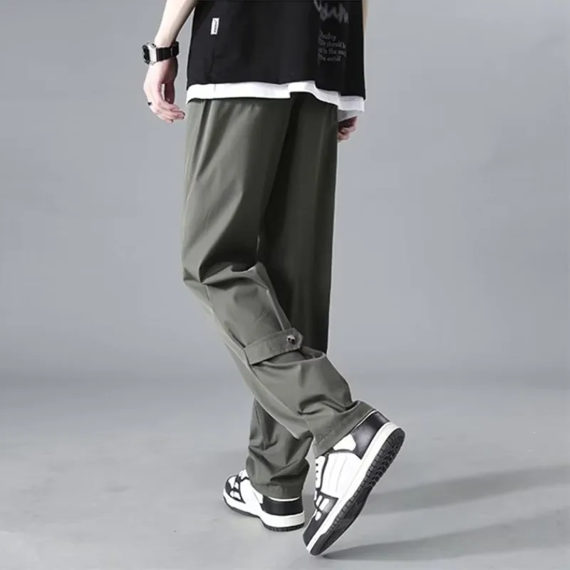 

Niche design casual pants for men in summer high-end draped straight ice silk fashionable loose trendy brand versatile trousers