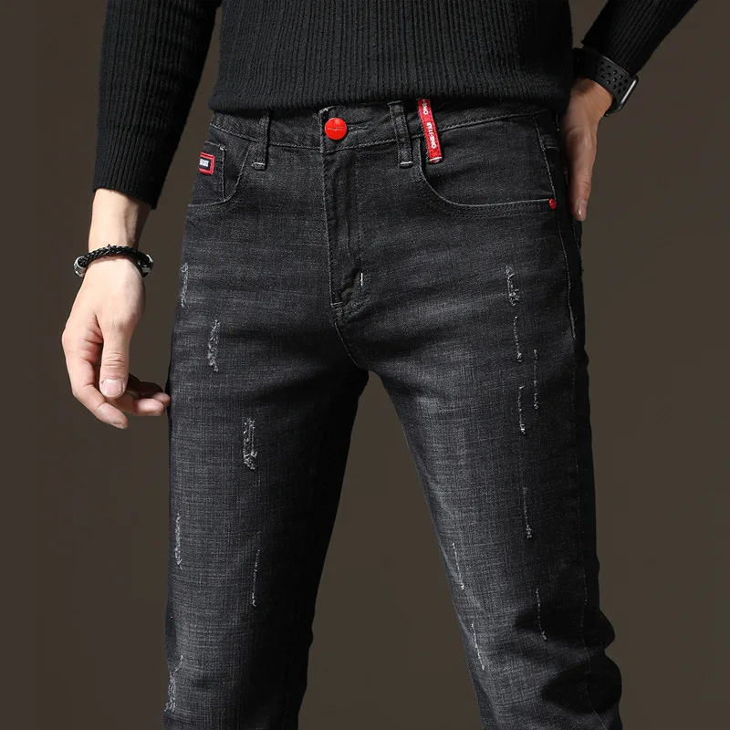 

2024 Spring and Autumn New Fashion Black Stretch Slim Legs Men's Casual Comfortable Breathable High Quality Trend Jeans 27-38