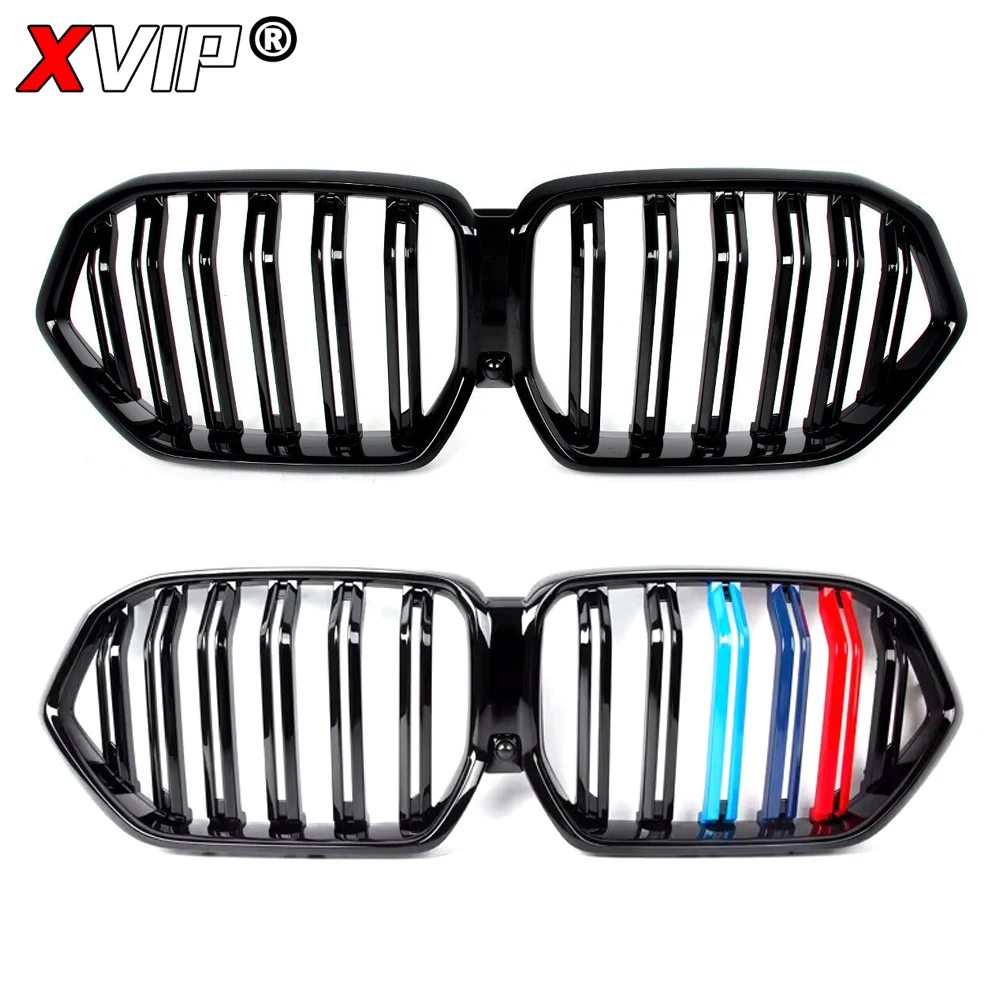 XVIP Gloss M-Color Double Line Style Upper Racing Grilles Fit For BMW X6 G06 X6M F96 2020-2023 Front Bumper Double Slat Grilles