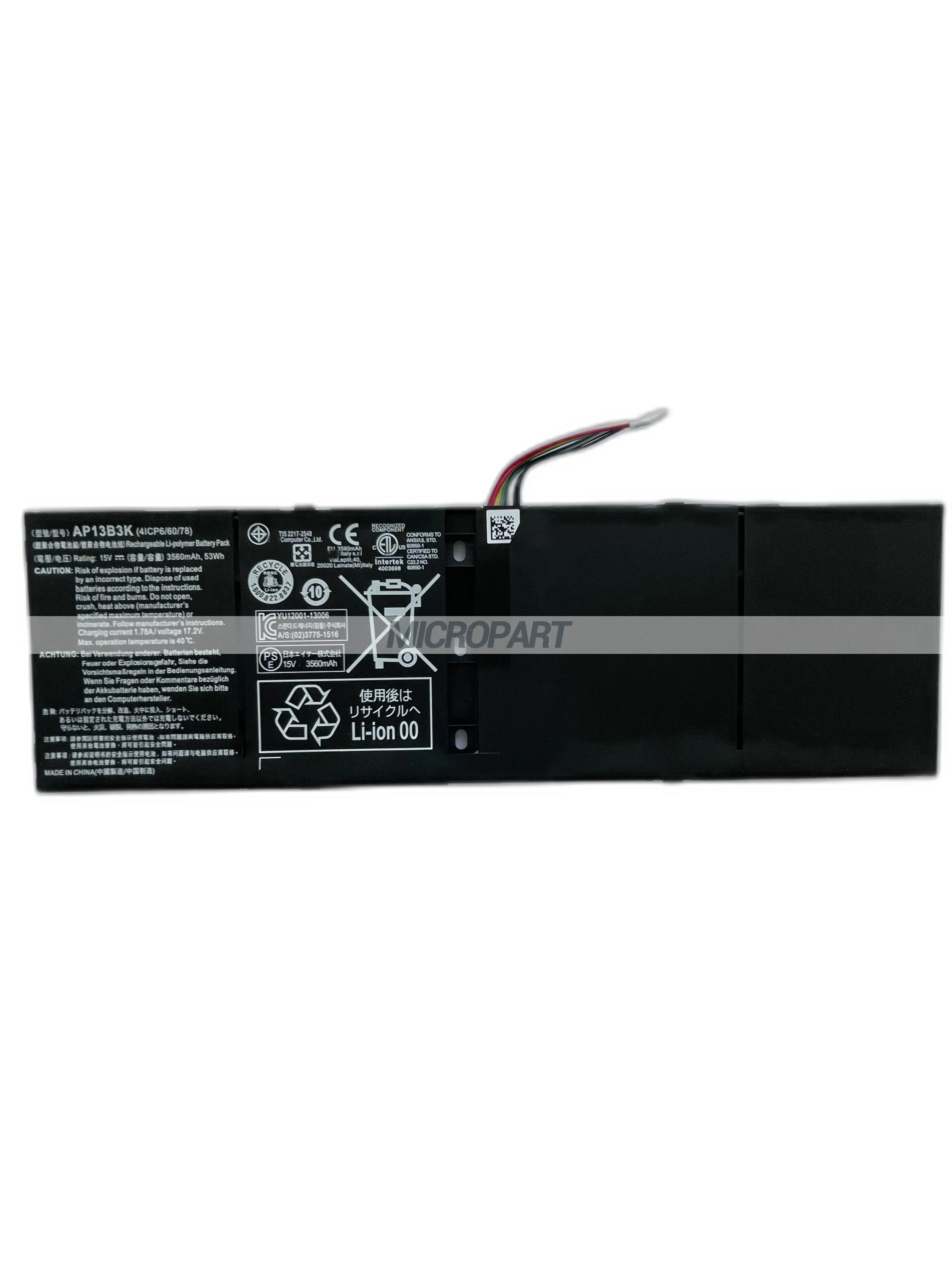 Li-ion AP13B3K Laptop Battery Replacement for Acer Aspire V5-452G Aspire V5-552G 15V 53Wh Long Battery Life