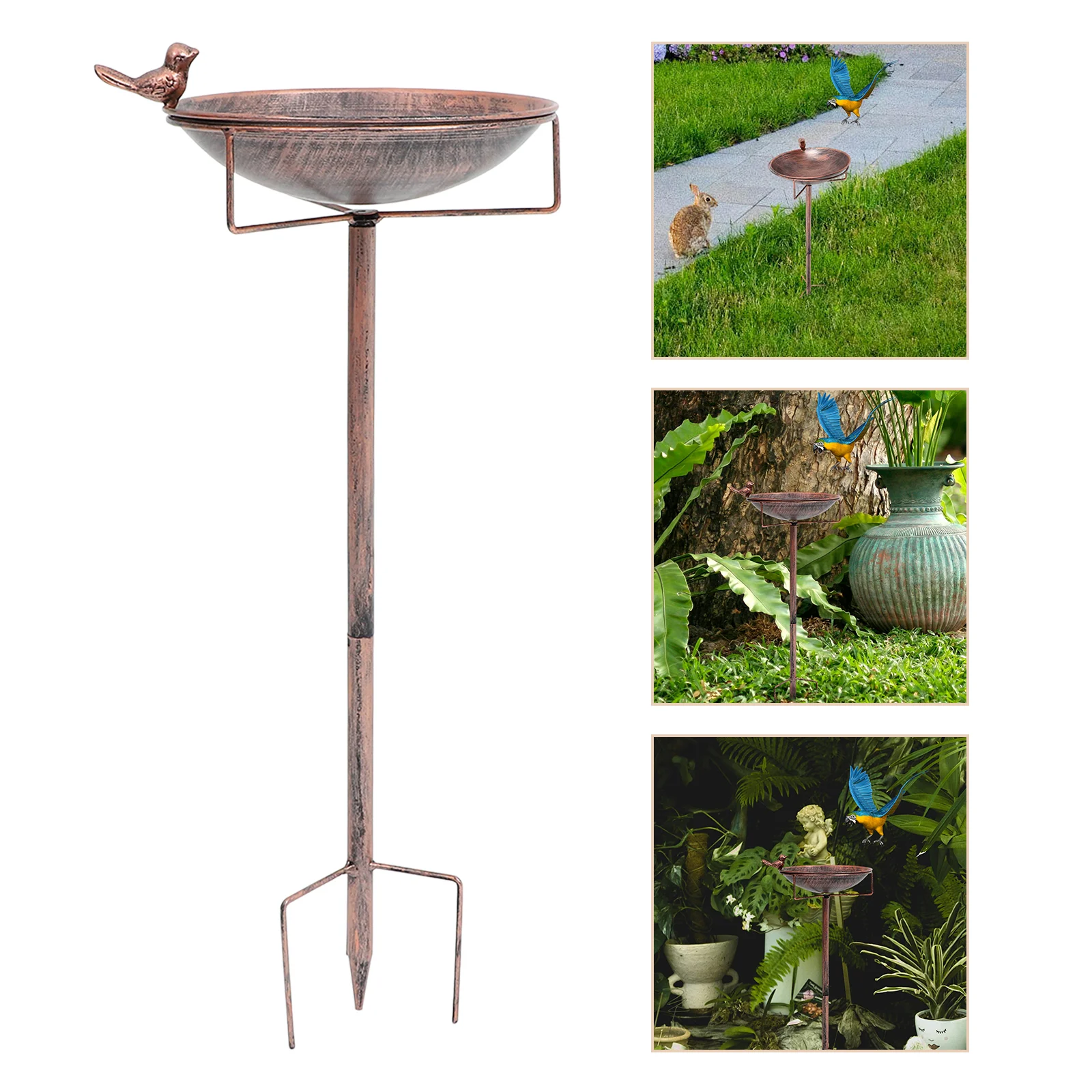 Bird Feeders for Outdoors Bath outside Metal Bowl Ground Plug Standing Hummingbird Baths Birdbath