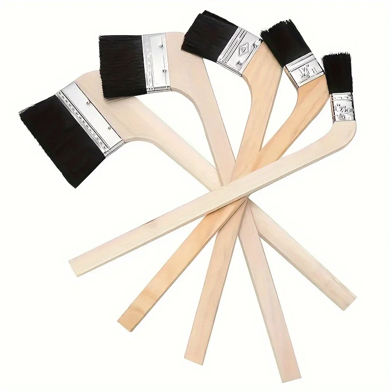 3pcs Multi-Purpose Angled Brushes for Detailed Painting & Cleaning - 2.54 cm Wide, Wooden Handle with Durable Synthetic Bristles