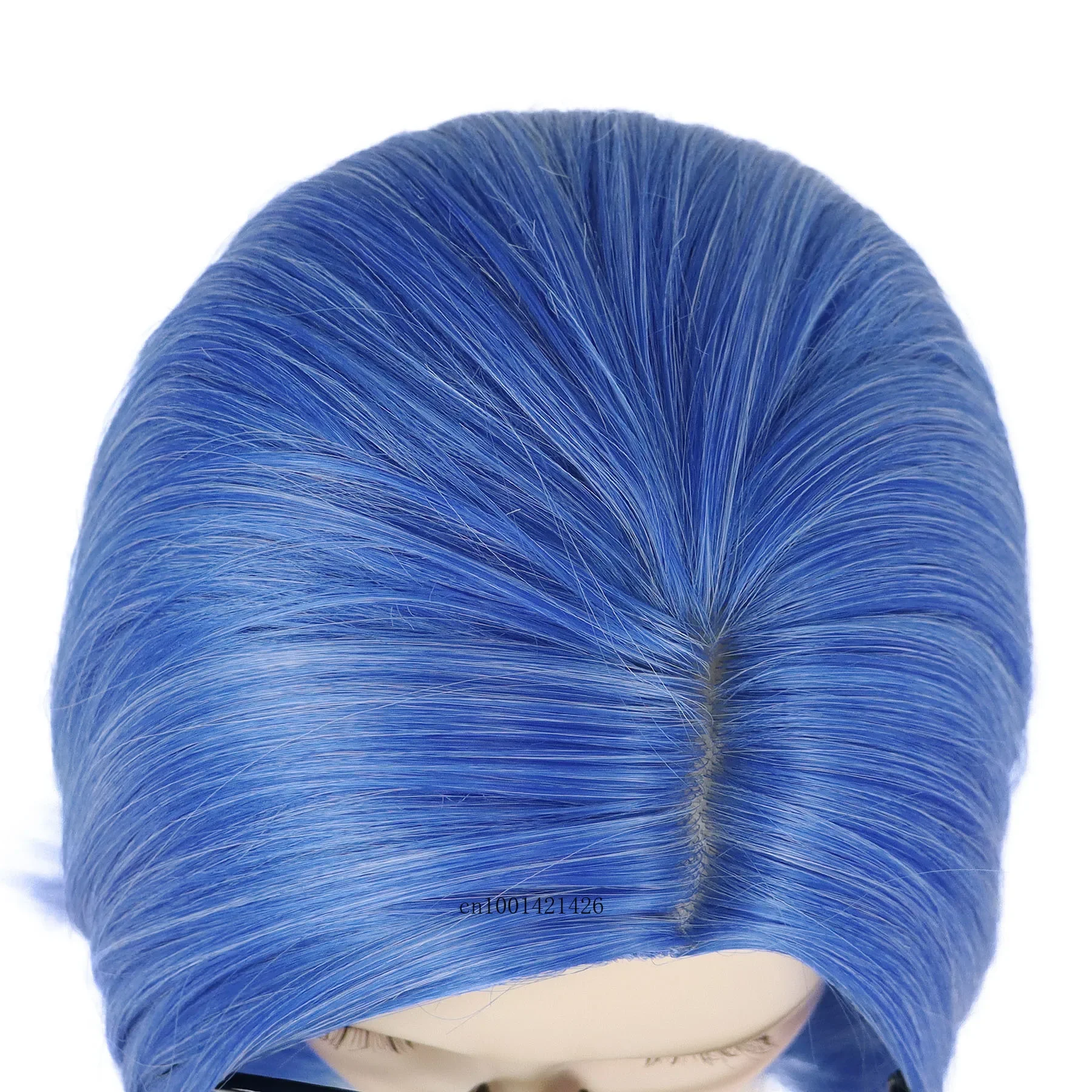 Synthetic Hair Short Sadness Wig Cosplay Straight Blue Wig for Kid with Glasses Inside Out Costume Halloween Fake Wigs for Women