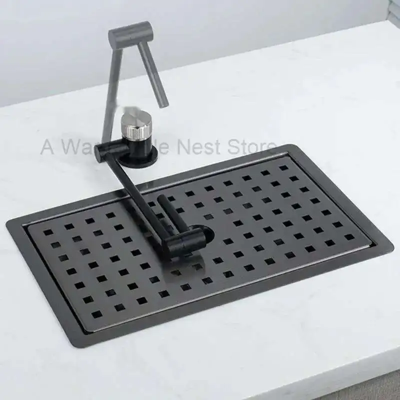 

Nano Sink Hidden Stainless Steel Kitchen Sinks Island Bar Invisible Mini Small Single Sink Pantry with Cover Kitchen Fixture
