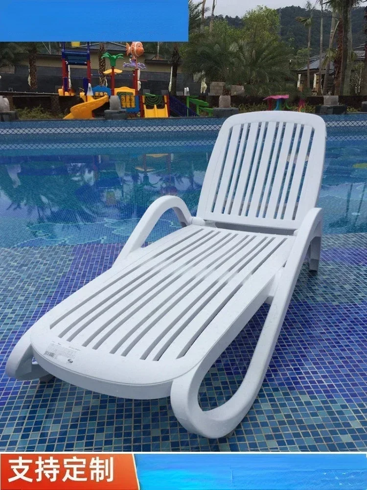 Hot sales Outdoor swimming pool bed imported white plastic beach lounger