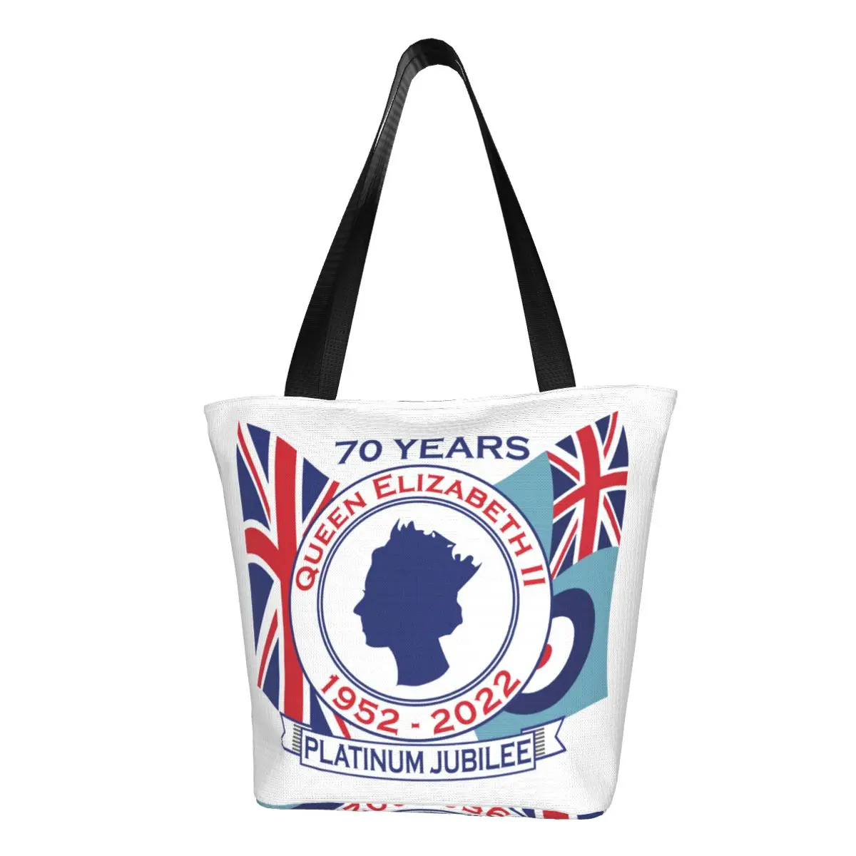 

Platinum Jubilee Shopper Bag Queen Elizabeth II 1952-2022 Shopping Bags Student School Tote Bag Funny Designer Handbags