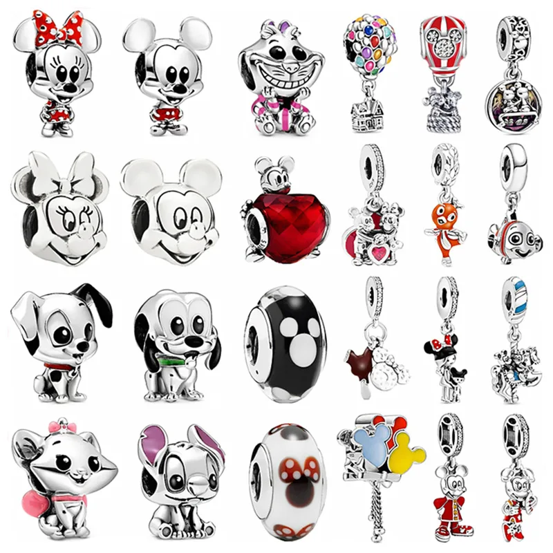 Kreskówka Disney DIY materiał bransoletka z koralików księżniczka Mickey Mouse Minnie Stitch szczeniaki koty akcesoria ze stopów zabawki dla dzieci