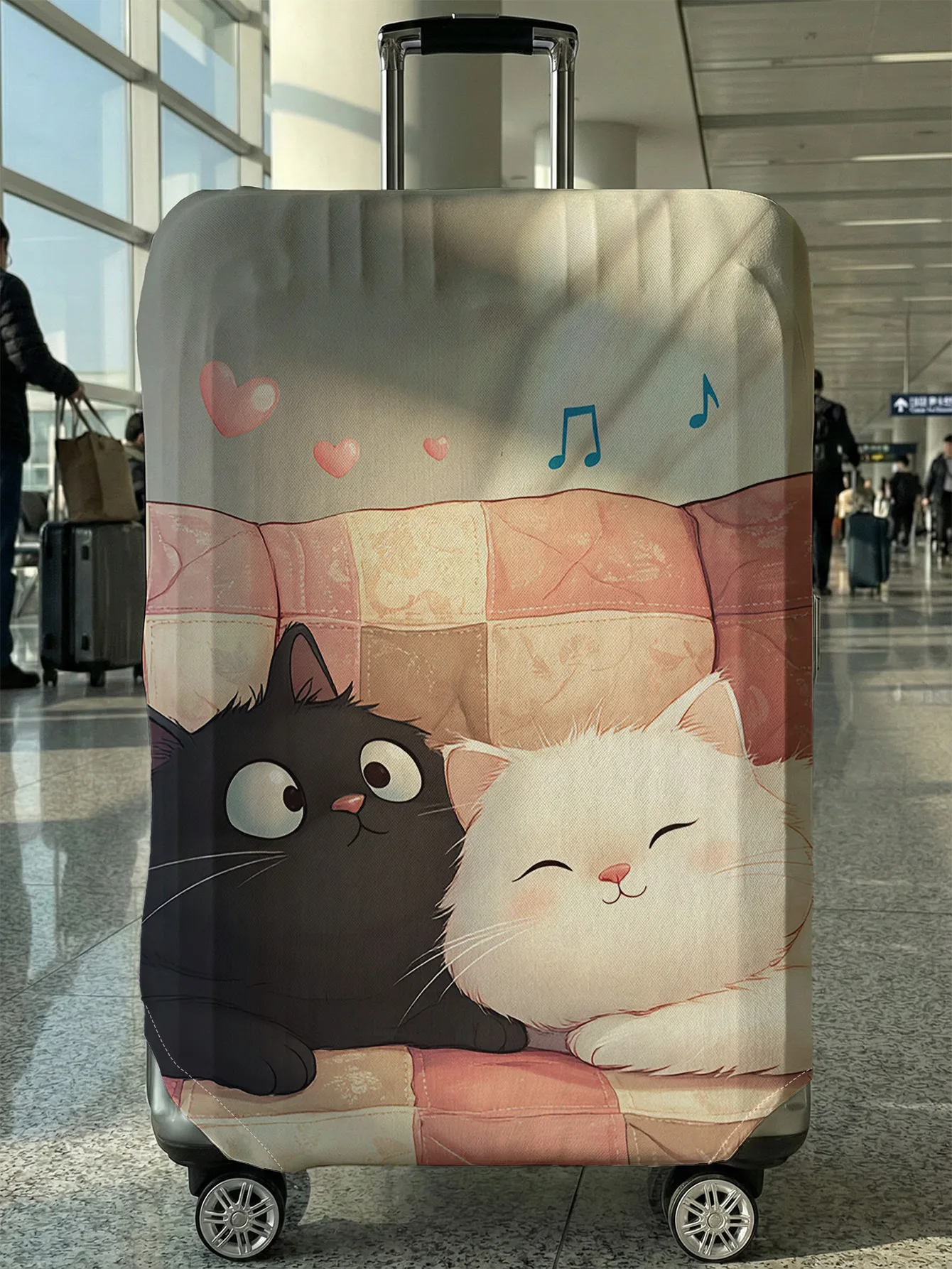 

Black and white cat note luggage protection case, suitable for 18-32 inch luggage cases, luggage handle gloves, travel accessori