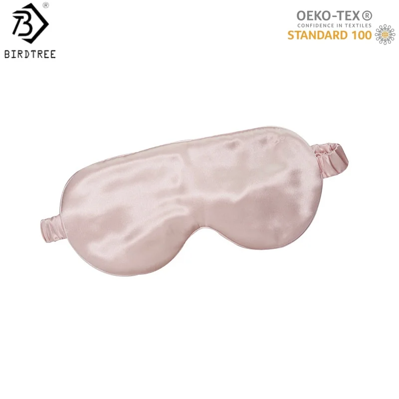 Birdtree,OEKO-TEX,19MM 100% Silk Eye Patch Shading Sleep Eye Mask,Double-layer Silk,Solid Travel Relax Cover Eyeshade A61313JF