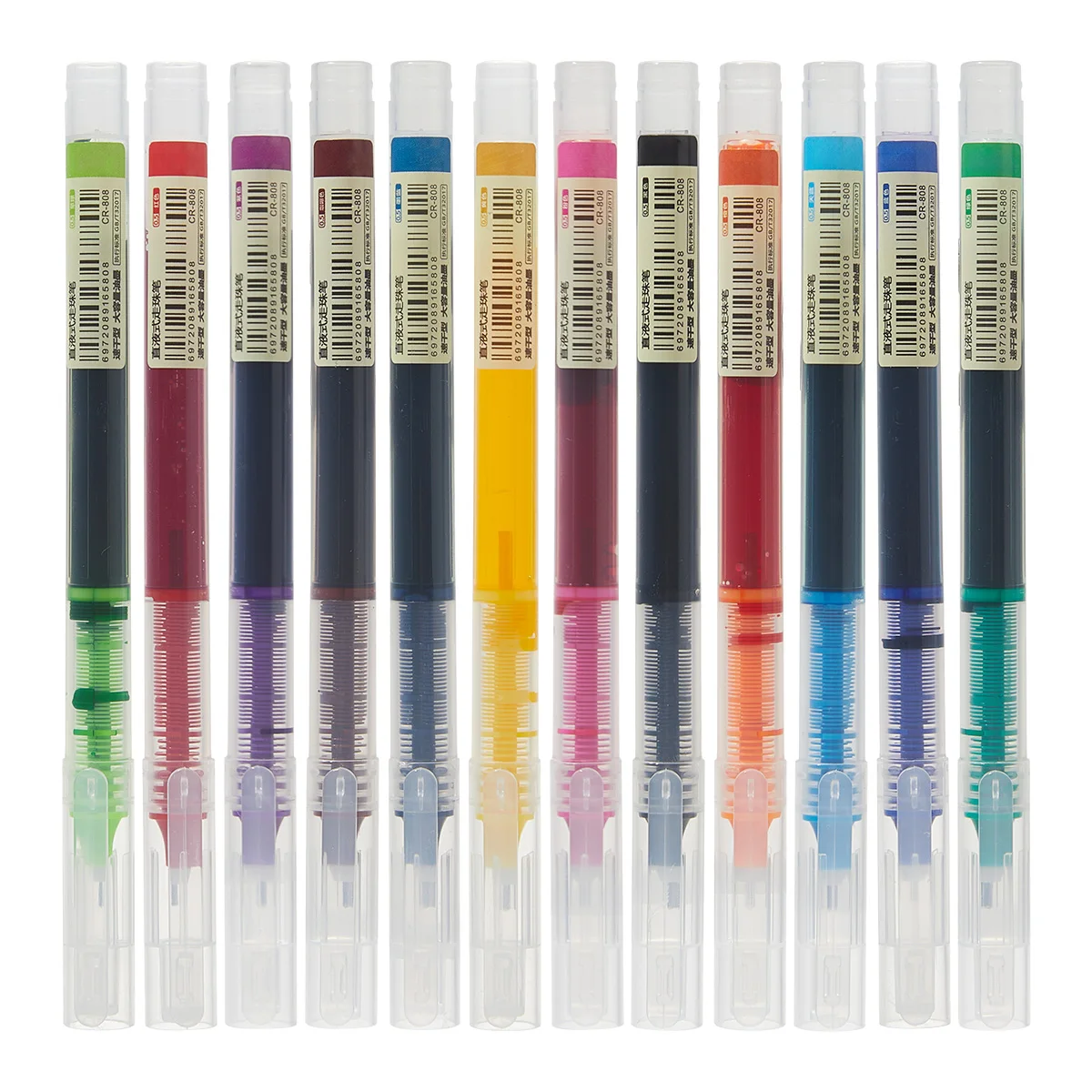 12 Quick-Drying, Direct-Liquid Ballpoint Pens - 0.5mm Fine-Tailor Pens - School Stationery Suitable for Marking, Coloring
