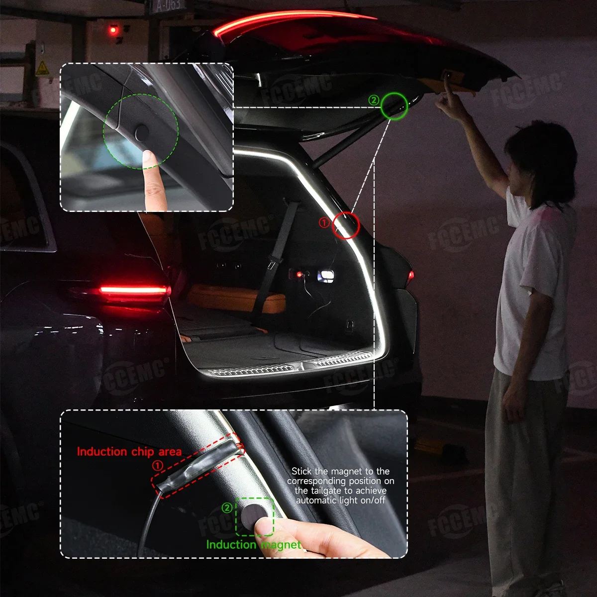 Universal Car trunk light 12V Car LED Luggage Compartment Lighting 5M Can be cut waterproof Sensor Light Bar Auto Accessories