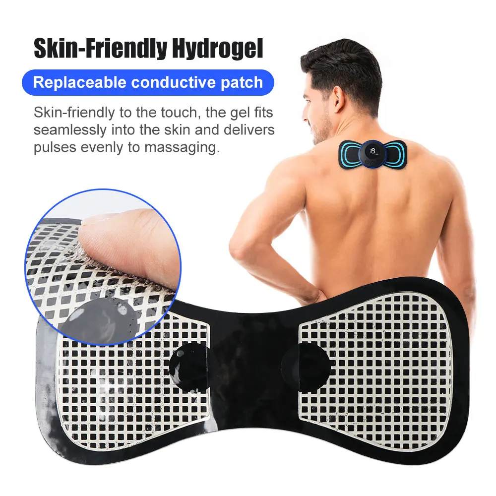 LCD Display EMS Neck Stretcher Electric Massager 8 Mode Cervical Massage Patch Pulse Muscle Stimulator Portable Relief Pain Tool