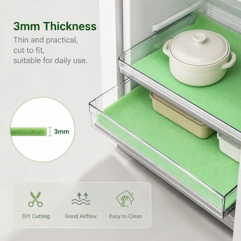 Refrigerator Filter Sponge Mat Cuttable Drainage Pad Moisture Proof Anti Mold Liner For Fridge Drawer Fruit Vegetable Storage