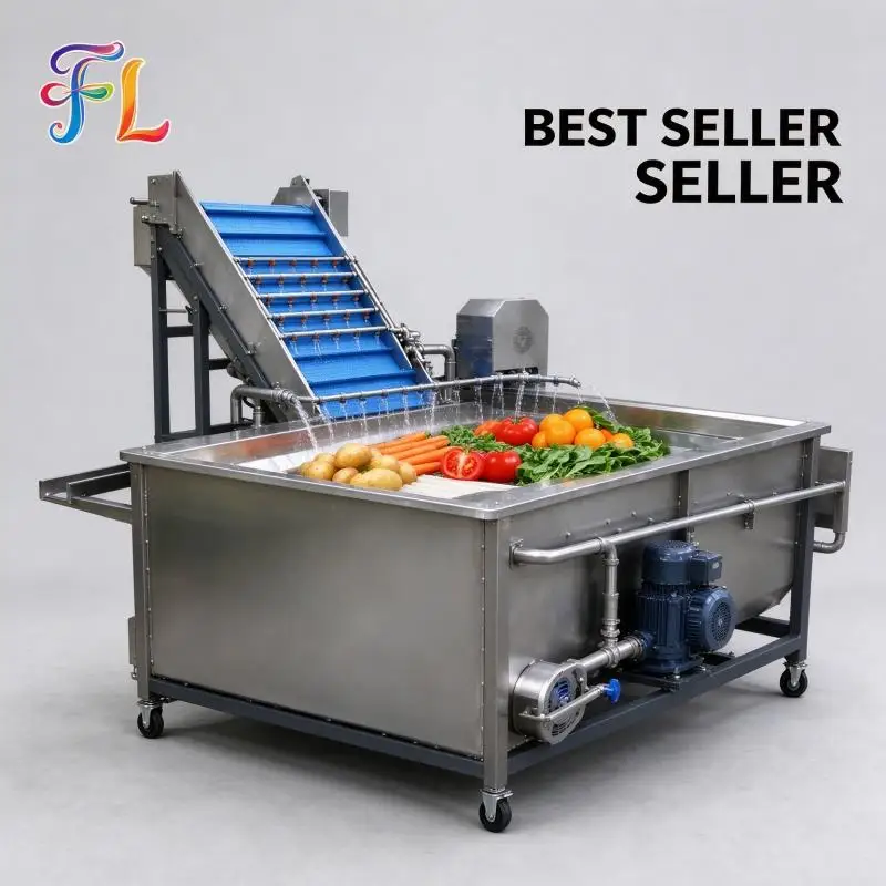 Fruit & Vegetable Washing Machine Commercial Air Bubble Washer SS304 Stainless Steel Remove Pesticide Residue Food Processing