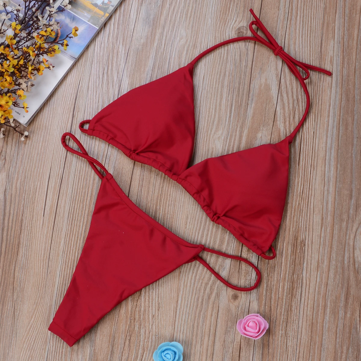 Yiiciovy 2022 Sexy Lace Up stringi Bikini Set kobiety stroje kąpielowe bandaż Push Up usztywniony kostium kąpielowy letni plażowy strój kąpielowy