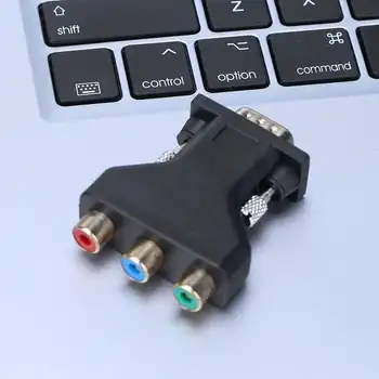 Převodník VGA samec na 3 RCA samice, měděný, pozlacený, VGA samec na 3 RCA samice, video a audio adaptér, černý 8 nejlepší prodej adaptér z koaxiálního na VGA - №6