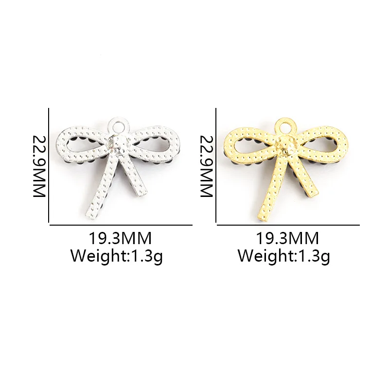 Lote de 100 unidades de dijes colgantes con lazo, perlas de imitación, 22,9x19,3mm, aptos para pulsera, collar, llavero, fabricación de joyas