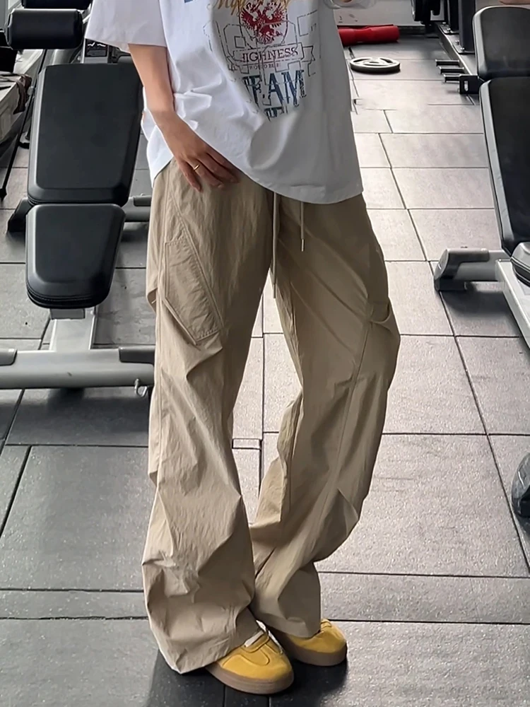 

Khaki Ice Silk Men's Summer Thin Folded Outdoor Casual Pants Straight Leg Anti-Wrinkle Quick Dry Soft Cargo Trousers