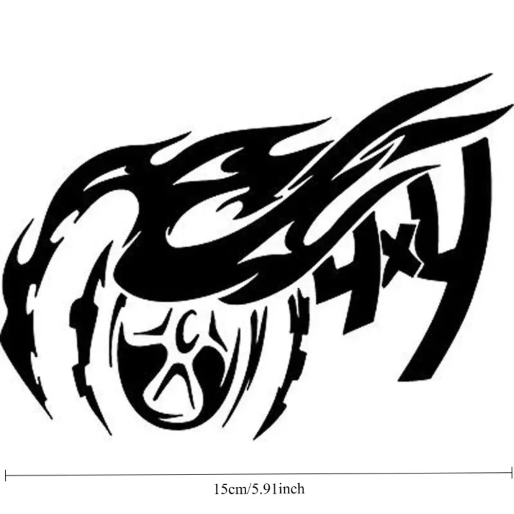 1pc 4X4 Off-Road Car Sticker - Waterproof Vinyl Sticker with Stripes And Flame Contours, Suitable for Car Decoration
