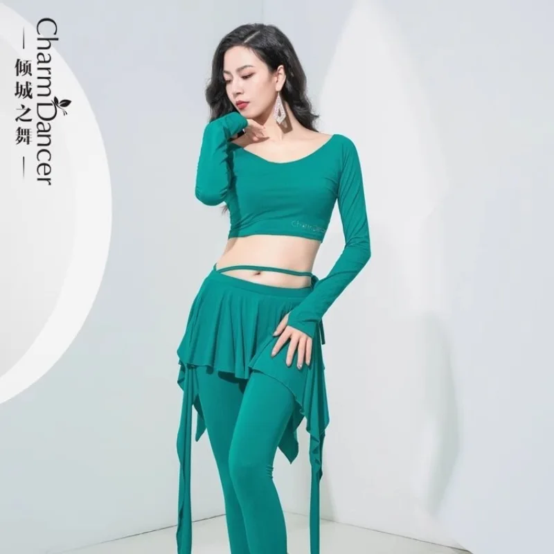 Dorosły taniec brzucha Praktyka nosić Kobiety Zielony Fioletowy Kombinezon lekcji Długi rękaw Crop Top Spodnie Zestaw Tancerz Ubrania 2025 Nowość