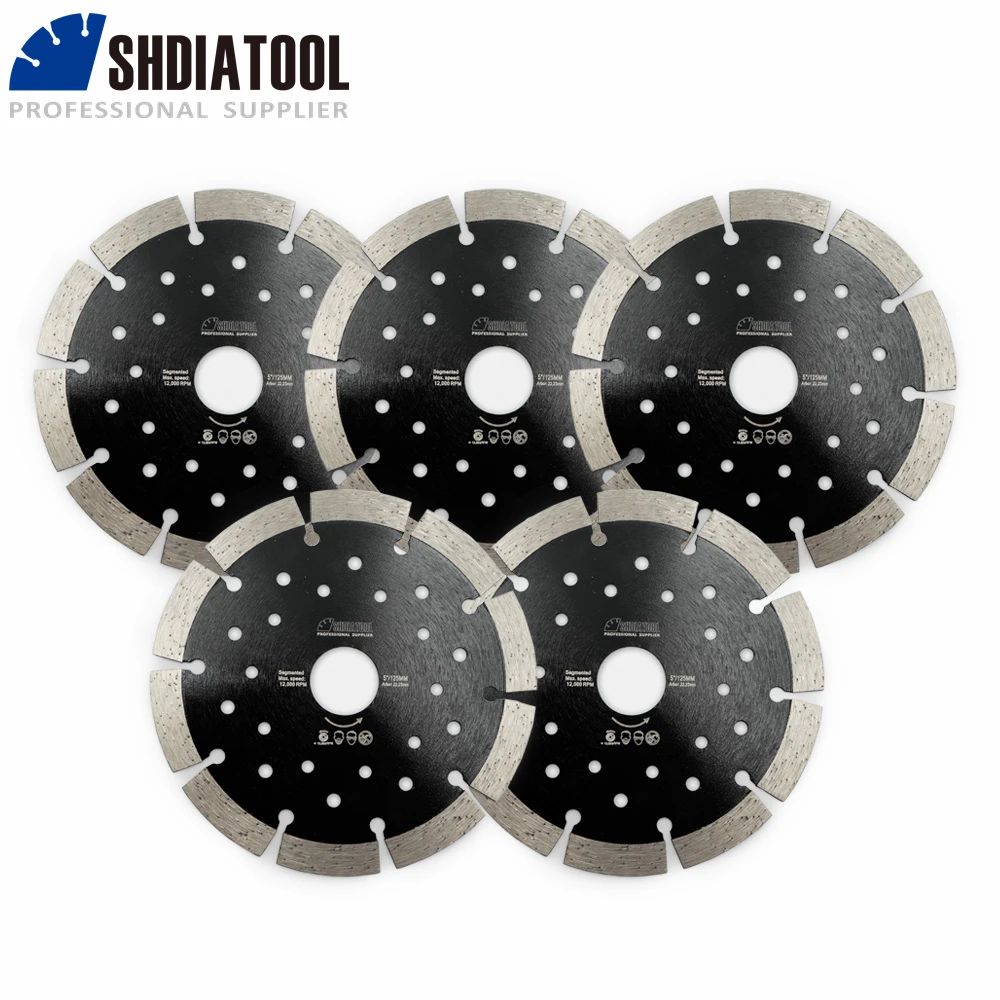 

SHDIATOOL Diamond Saw Blade Dia125mm Segmented Cutting Disc For Concrete Granite Marble 1/2/5Pcs Multi Hole Disc Cutter Plate