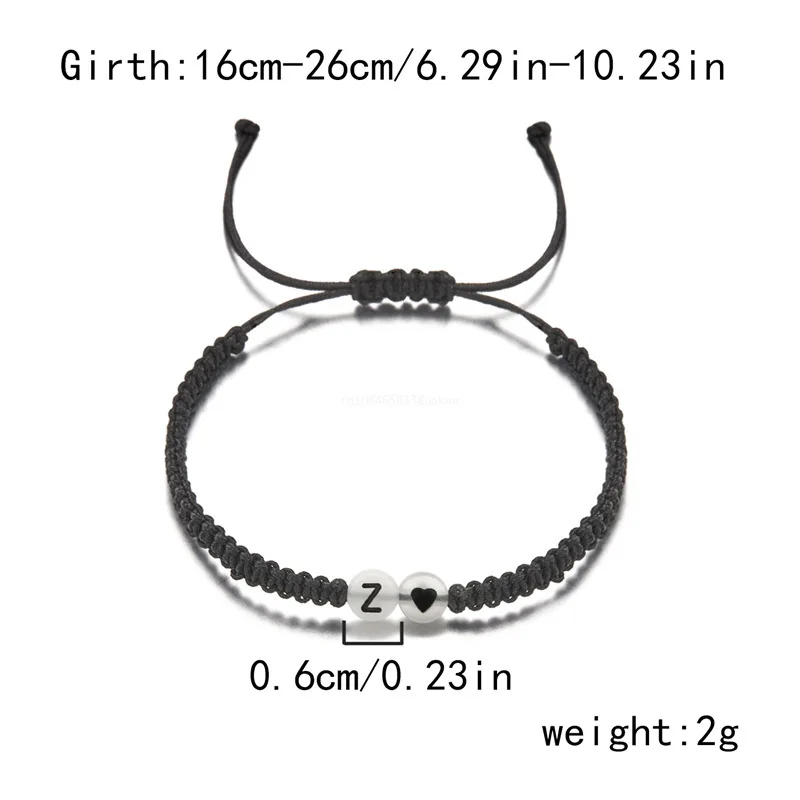 Luminous 26 Letters Initial Heart Charms Bracelets Handmade Adjustable A-Z Braided Bracelets for Women Men Friendship Jewelry