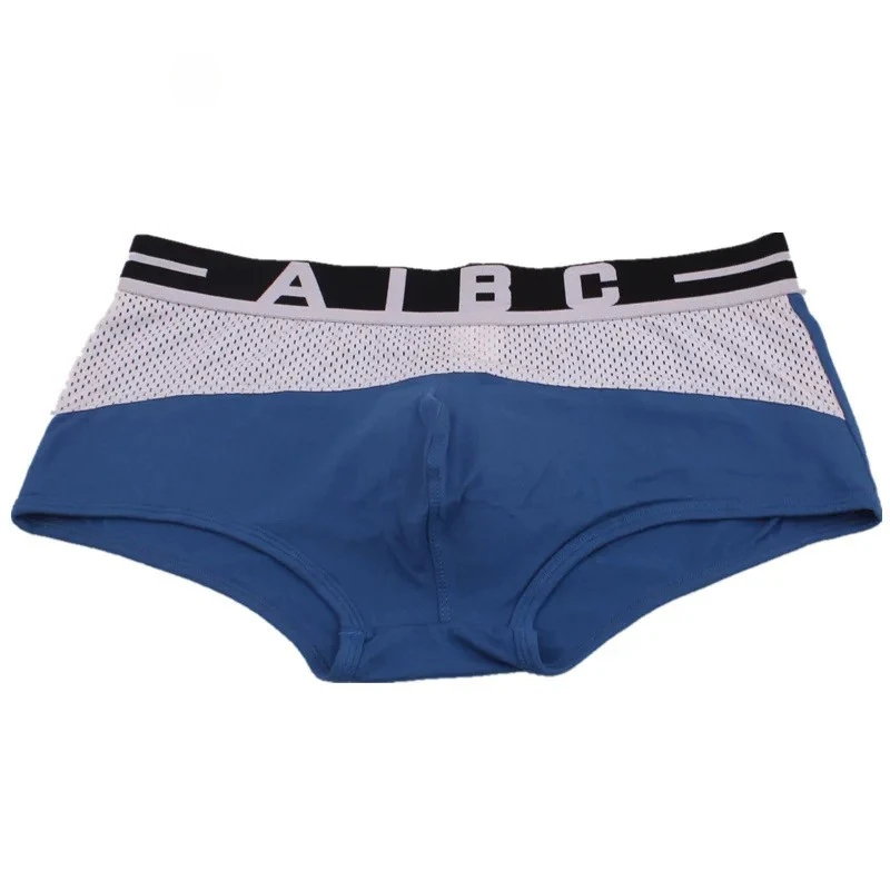 

Men's Sexy Trunks Contrasting Color Cool Breathable Mesh Patchwork Elasticity Quick Dry Low-rise Comfortable Sports Boxer Shorts