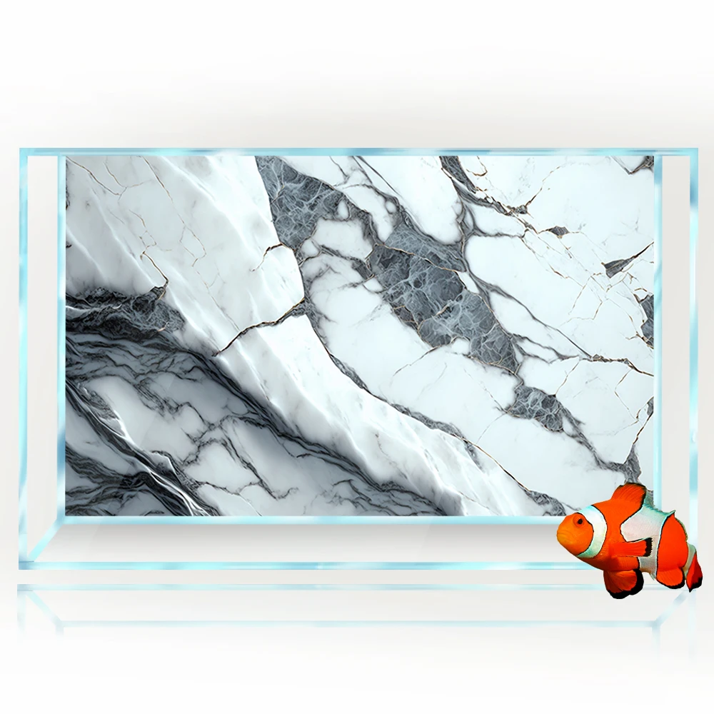 Aquarium Background Decoration for Fish Tanks Reptile Habitat , White Marble Texture Rock Stone HD 3D Poster 5-55 Gallon