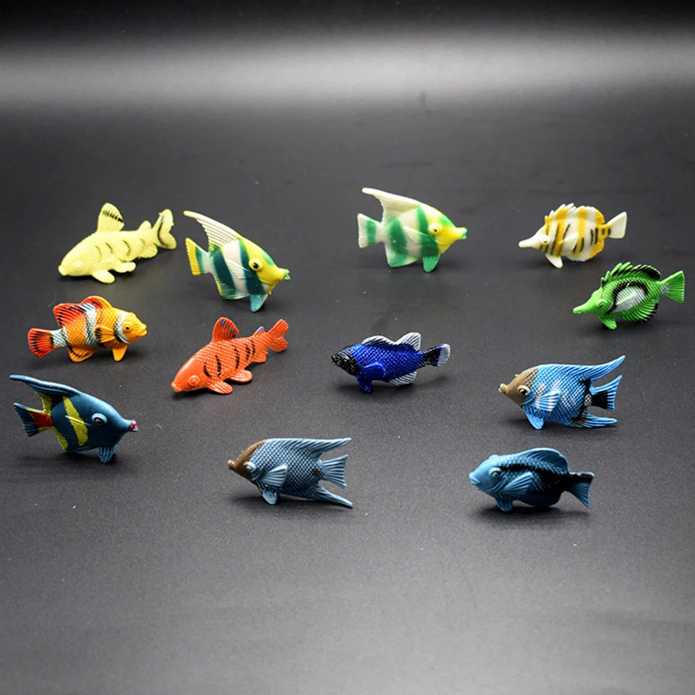 12pcs Mini Ocean Animal Tropical Fish Figure Model Preschool Kids Educational Toys mini fish toys mini plastic fish model