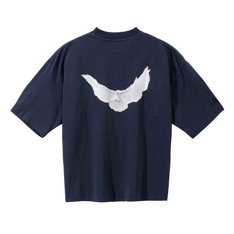 Frog Drift Kanye West Streetwear Vintage YZY DOVE DONDA Loose Ovesized Pigeon Print T-shirt Tops Tee for Men Oversized T-shirt