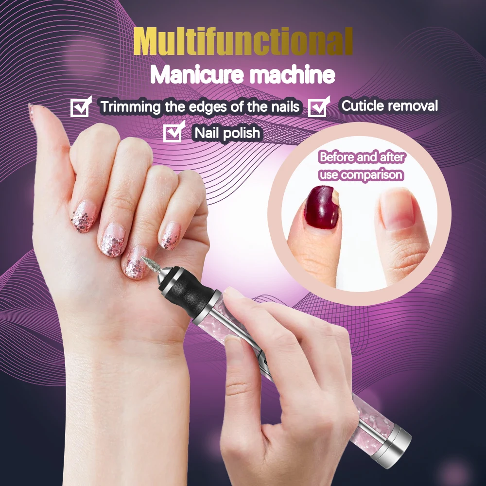 YIKOOLIN Set trapano elettrico per unghie Kit portatile per pedicure manicure professionale a 4 velocità per lucidatura esfoliante per salone di bellezza