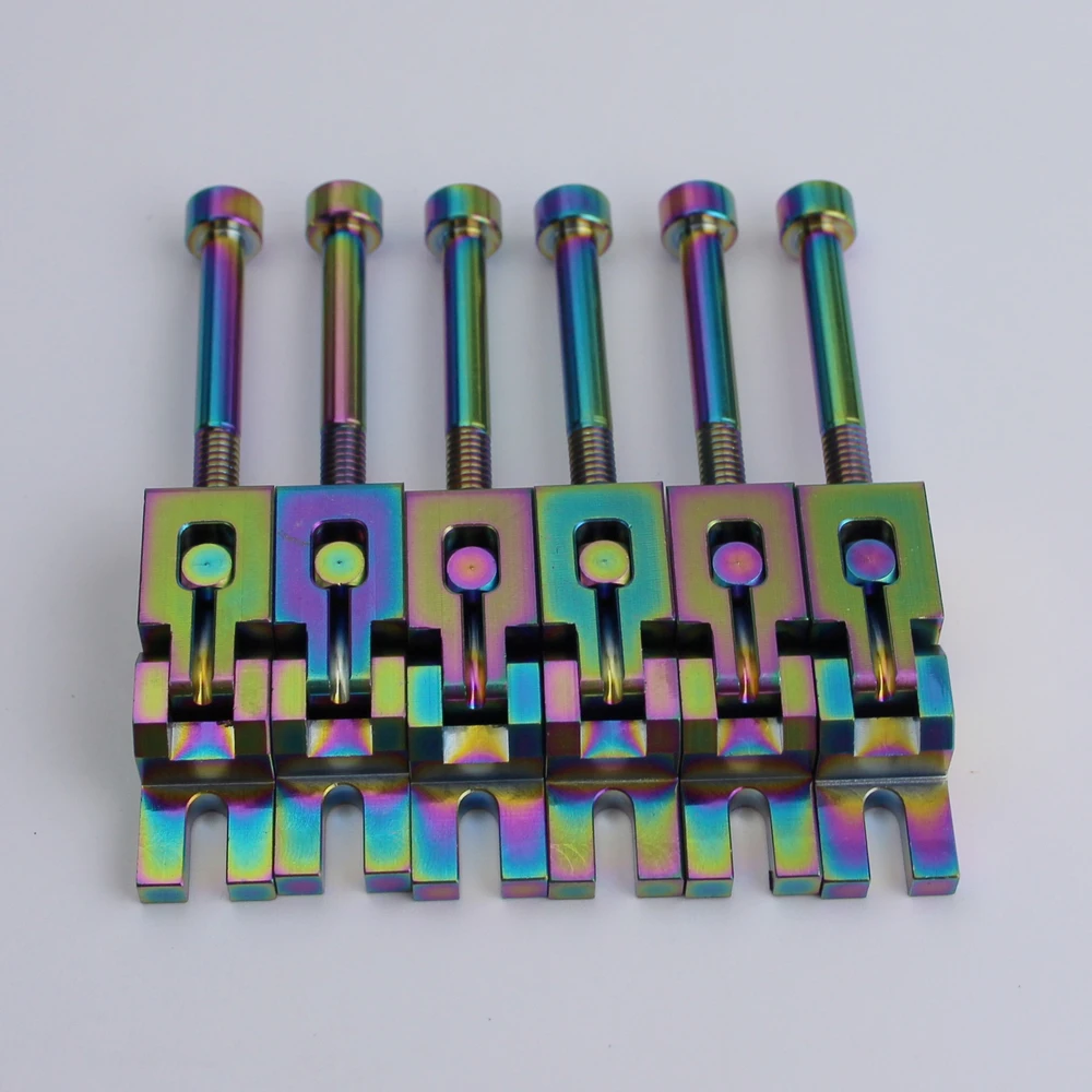 1 Set 6 Strings Electric Guitar Bridge Steel Saddle For FR Tremolo System Bridge Chameleon rainbow