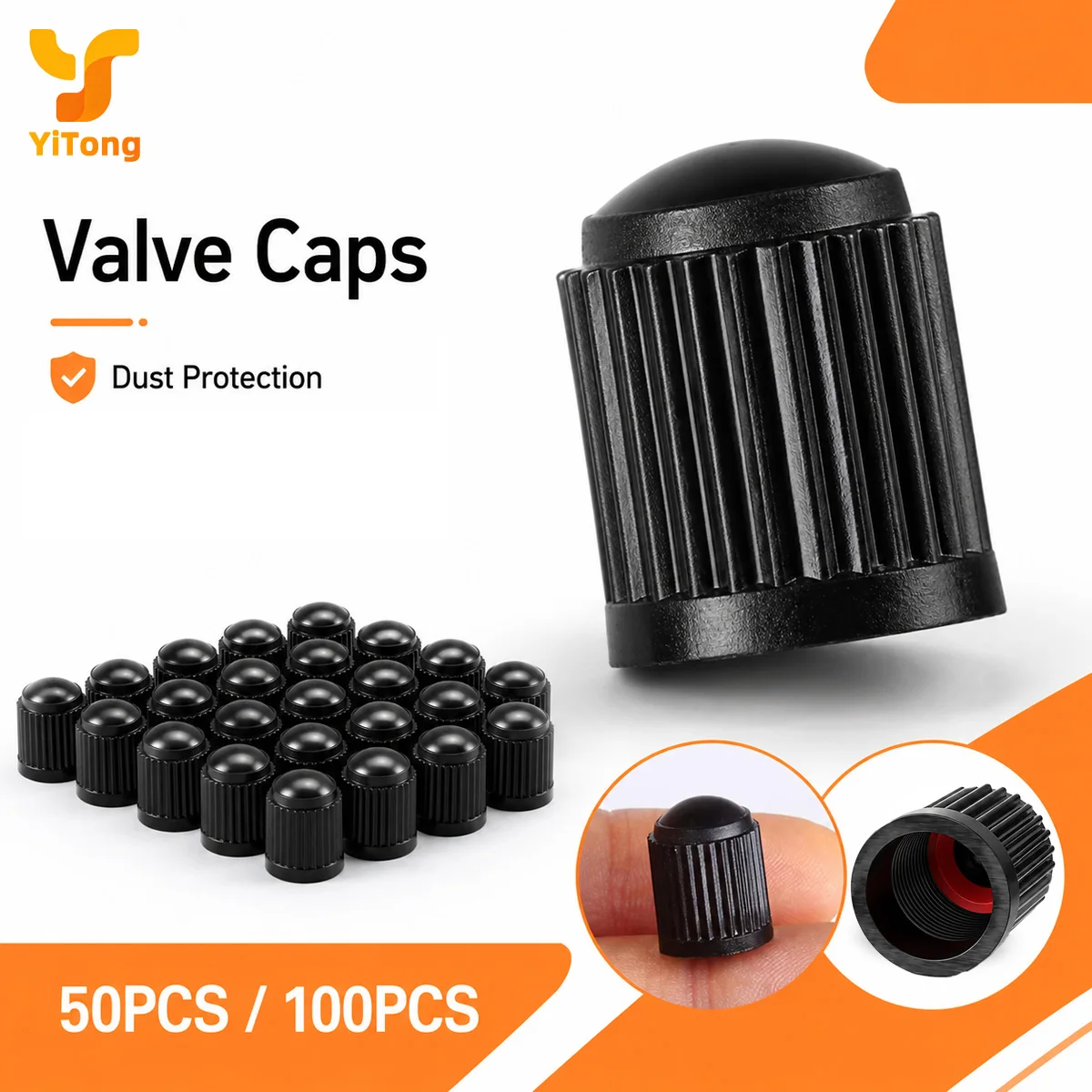 

Yitong 50/100PCS Valve Cover Dust-Proof Tire Valve Stem Cover Fit Auto SUV Truck Motorcycle Bicycle Universal Protective Caps
