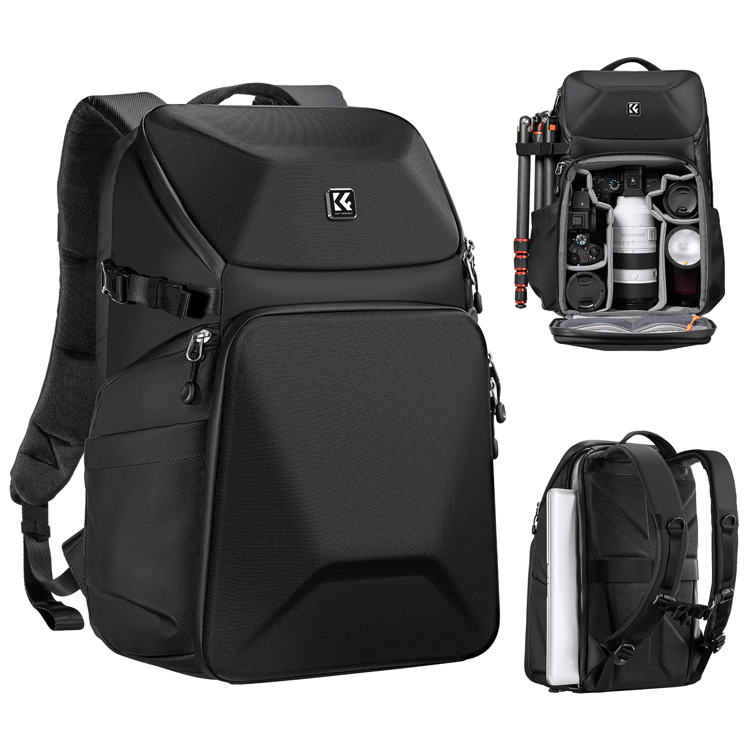 K&F Concept Outdoor Camera Backpack 20L Large Waterproof Video Bag for Photographer 15.6inch Laptop Tripod Multi-functional Case