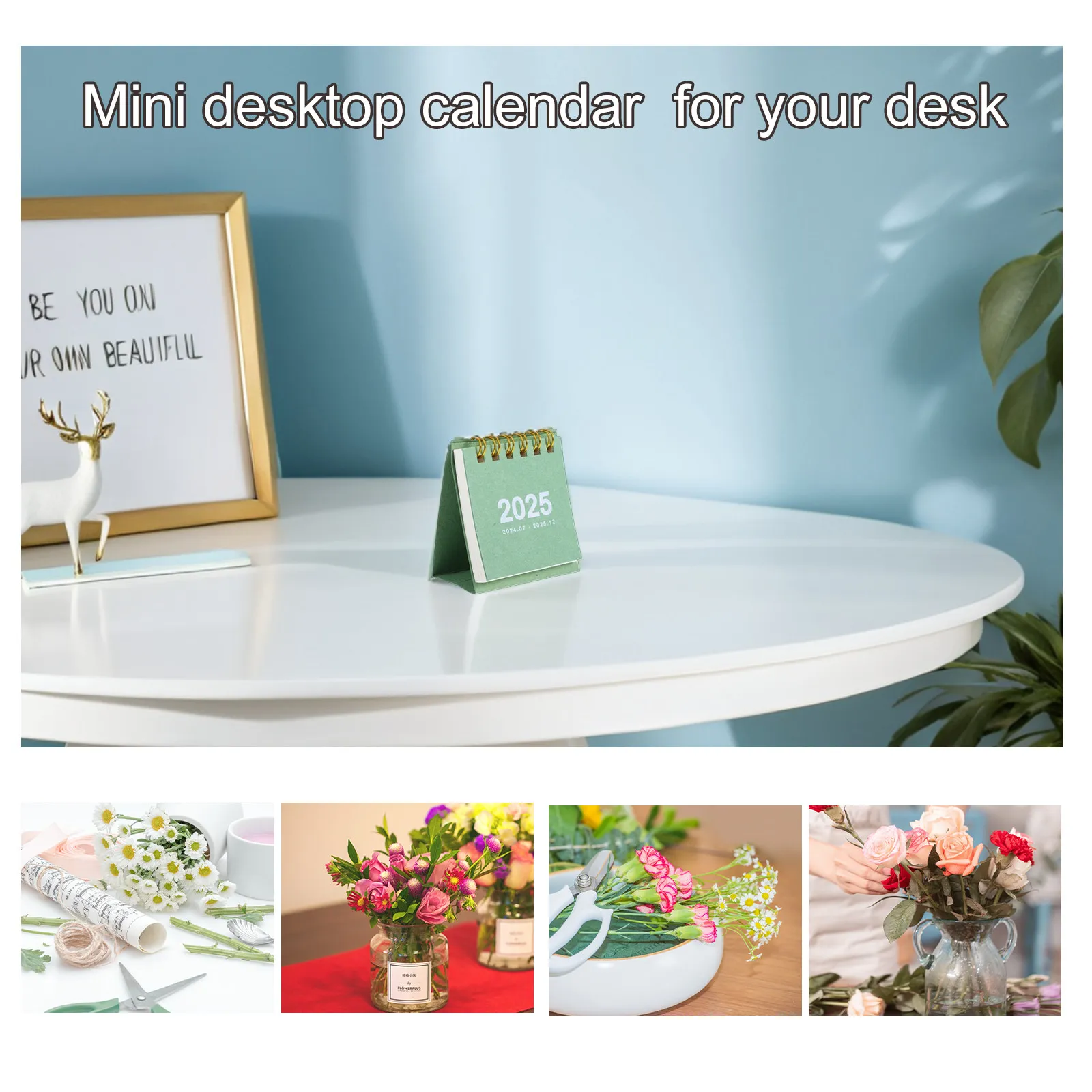 

Desk Calendar 2025 Mini Small Desktop Calendar Flip Over for Daily Planning Schedule Tracking Home Office Decoration