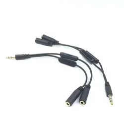 3.5 Jack Splitter męski do 2 żeńskie gniazdo 3.5mm stereofoniczny kabel Audio Y przejściówka rozgałęziająca regulacja głośności przewód AUX słuchawkowe