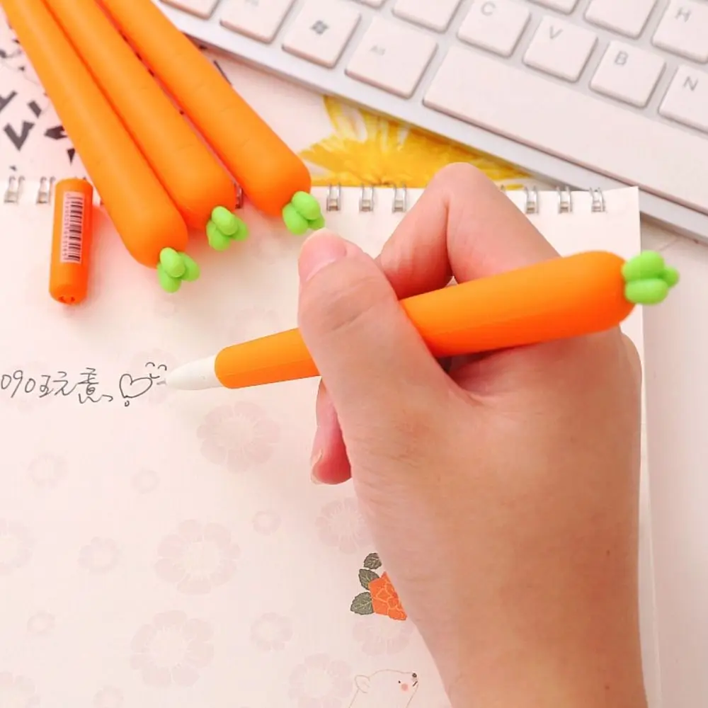1/5Pcs Durable Simulation Carrot Gel Pen 0.5mm Quick-drying Black Pen Writing Stationery Exam Professional Pens